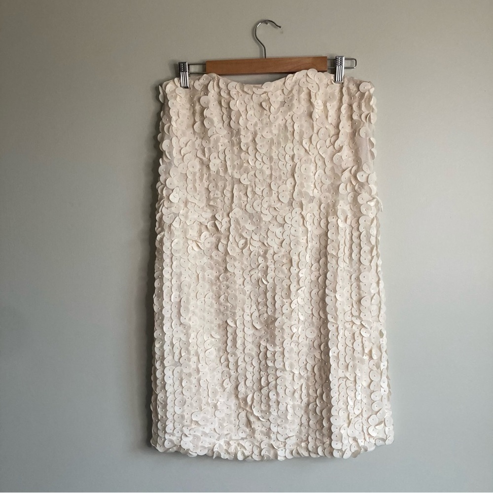 NWT French Connection Cream Textured Beaded Strapless Shift Dress 8